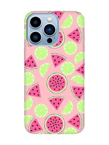 Матовий рожевий чохол на Apple iPhone 13 Pro Max :: Кавуни и лайм (принт 345)