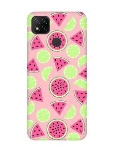 Матовий рожевий чохол на Xiaomi Redmi 9C/10A :: Кавуни и лайм (принт 345)
