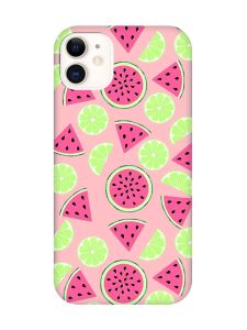 Матовий рожевий чохол на Apple iPhone 11 (6.1) :: Кавуни и лайм (принт 345)