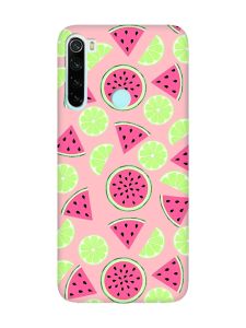 Матовий рожевий чохол на Xiaomi Redmi Note 8 :: Кавуни и лайм (принт 345)
