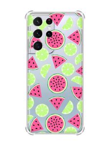 Чохол з потовщеними кутами на Samsung Galaxy S21 Ultra :: Кавуни и лайм (принт 345)