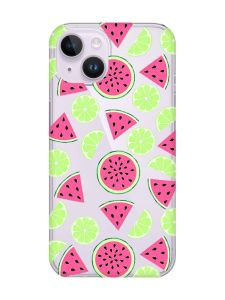 Прозорий чохол із захистом камери на iPhone 14 :: Кавуни и лайм (принт 345)