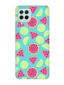 Матовий бірюзовий чохол на Samsung Galaxy M32/M22/A22 4G :: Кавуни и лайм (принт 345)