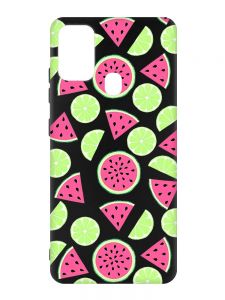 Матовий чорний чохол на Samsung Galaxy M30s/M21 :: Кавуни и лайм (принт 345)