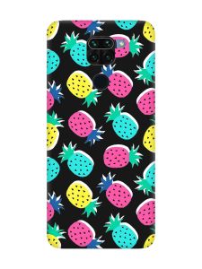 Матовий чорний чохол на Xiaomi Redmi Note 9 :: Різнокольорові ананаси (принт 346)