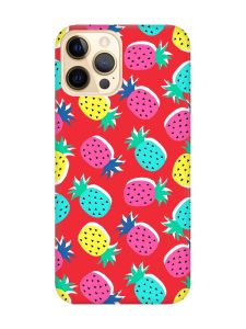 Матовий червоний чохол на Apple iPhone 12 Pro Max :: Різнокольорові ананаси (принт 346)