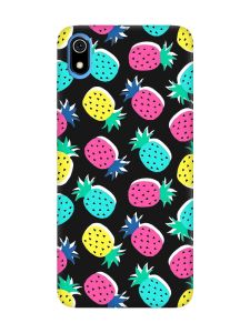 Матовий чорний чохол на Xiaomi Redmi 7A :: Різнокольорові ананаси (принт 346)