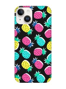 Матовий чорний чохол на Apple iPhone 14 :: Різнокольорові ананаси (принт 346)