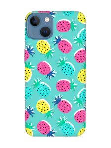 Матовий бірюзовий чохол на Apple iPhone 13 :: Різнокольорові ананаси (принт 346)