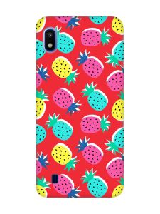 Матовий червоний чохол на Samsung Galaxy A10 (2019) A105 :: Різнокольорові ананаси (принт 346)
