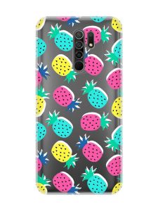 Прозорий чохол на Xiaomi Redmi 9 :: Різнокольорові ананаси (принт 346)