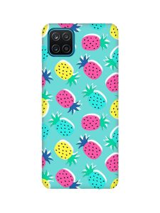 Матовий бірюзовий чохол на Samsung Galaxy A12 :: Різнокольорові ананаси (принт 346)