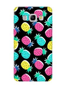 Матовий чорний чохол на Samsung Galaxy J5(2016) J510 :: Різнокольорові ананаси (принт 346)