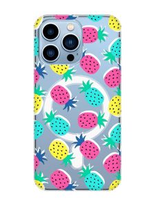 Магнітний чохол на iPhone 13 Pro Max із підтримкою MagSafe :: Різнокольорові ананаси (принт 346)