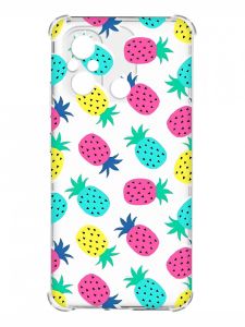 Чохол з потовщеними кутами на Xiaomi Redmi 12C :: Різнокольорові ананаси (принт 346)