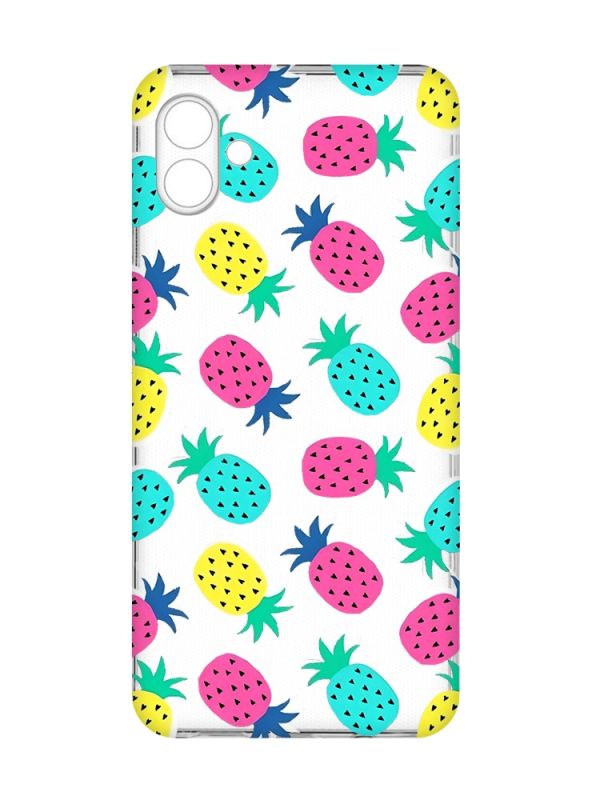 Прозорий чохол на Samsung Galaxy A04e/A042 :: Різнокольорові ананаси (принт 346)