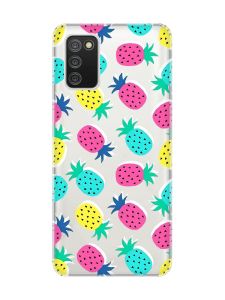 Прозорий чохол для Samsung Galaxy A02s :: Різнокольорові ананаси (принт 346)