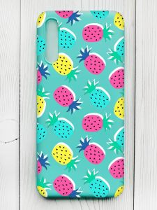 Матовий бірюзовий чохол на Samsung Galaxy A50 (2019) A505/A30s :: Різнокольорові ананаси (принт 346)