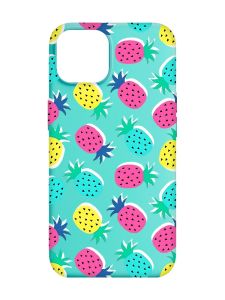 Матовий бірюзовий чохол на Apple iPhone 14 :: Різнокольорові ананаси (принт 346)