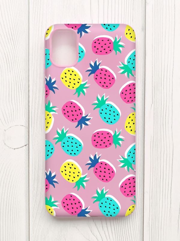 Матовий рожевий чохол на Samsung Galaxy A04E/A042 :: Різнокольорові ананаси (принт 346)