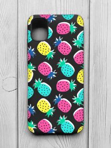 Матовий чорний чохол на Samsung Galaxy A04E/A042 :: Різнокольорові ананаси (принт 346)