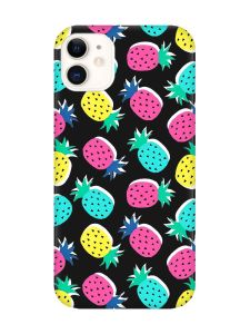 Матовий чорний чохол на Apple iPhone 11 (6.1) :: Різнокольорові ананаси (принт 346)
