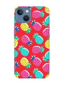 Матовий червоний чохол на Apple iPhone 13 :: Різнокольорові ананаси (принт 346)
