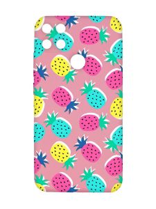 Матовий рожевий чохол на Xiaomi Redmi 10C :: Різнокольорові ананаси (принт 346)