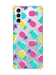 Чохол з потовщеними кутами на Samsung Galaxy S21 (G991) :: Різнокольорові ананаси (принт 346)