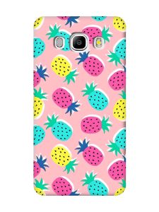 Матовий рожевий чохол на Samsung Galaxy J5(2016) J510 :: Різнокольорові ананаси (принт 346)