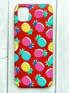 Матовий червоний чохол на Samsung Galaxy A04E/A042 :: Різнокольорові ананаси (принт 346)