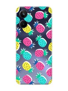 Прозорий чохол на Realme 10 4G :: Різнокольорові ананаси (принт 346)