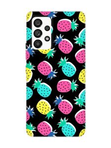 Матовий чорний чохол на Samsung Galaxy A53 4G/5G :: Різнокольорові ананаси (принт 346)