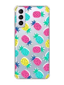 Чохол з потовщеними кутами на Samsung Galaxy S21 Plus :: Різнокольорові ананаси (принт 346)