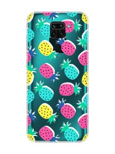 Прозорий чохол на Xiaomi Redmi Note 9 :: Різнокольорові ананаси (принт 346)
