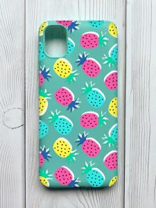 Матовий бірюзовий чохол на Samsung Galaxy A04E / A042 :: Різнокольорові ананаси (принт 346)