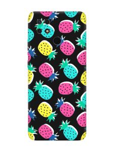Матовий чорний чохол на Xiaomi Redmi 10C :: Різнокольорові ананаси (принт 346)
