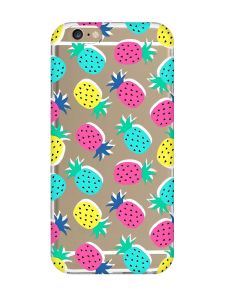 Прозорий чохол на iPhone 6/6s :: Різнокольорові ананаси (принт 346)
