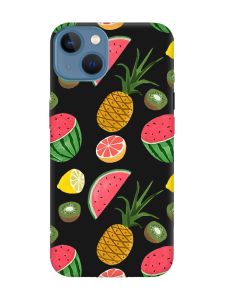Матовий чорний чохол на Apple iPhone 13 :: Фруктовий мікс (принт 347)