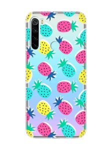 Прозорий чохол на Xiaomi Redmi Note 8  :: Різнокольорові ананаси (принт 346)
