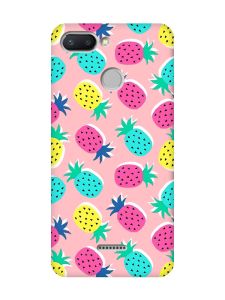 Матовий рожевий чохол на Xiaomi Redmi 6 :: Різнокольорові ананаси (принт 346)