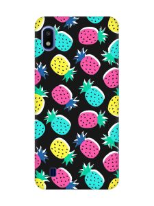 Матовий чорний чохол на Samsung Galaxy A10 (2019) A105 :: Різнокольорові ананаси (принт 346)
