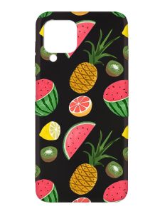 Матовий чорний чохол на Samsung Galaxy A12 :: Фруктовий мікс (принт 347)