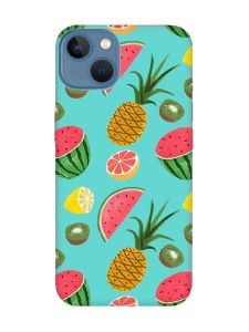 Матовий бірюзовий чохол на Apple iPhone 13 :: Фруктовий мікс (принт 347)