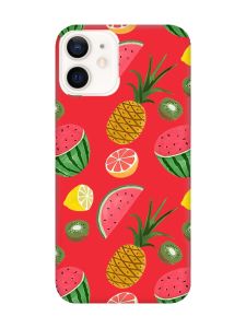 Матовий червоний чохол на Apple iPhone 12 / 12 Pro (6.1) :: Фруктовий мікс (принт 347)