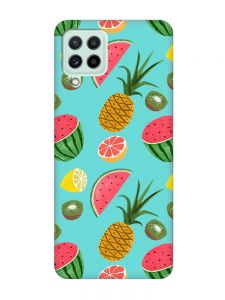 Матовий бірюзовий чохол на Samsung Galaxy M32/M22/A22 4G :: Фруктовий мікс (принт 347)