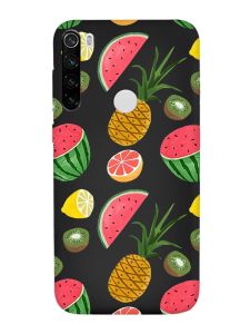 Матовий чорний чохол на Xiaomi Redmi Note 8T :: Фруктовий мікс (принт 347)