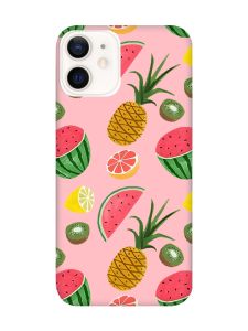 Матовий рожевий чохол на Apple iPhone 12 / 12 Pro (6.1) :: Фруктовий мікс (принт 347)