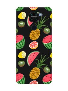 Матовий чорний чохол на Xiaomi Redmi Note 9 :: Фруктовий мікс (принт 347)