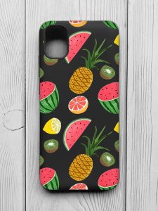 Матовий чорний чохол на Samsung Galaxy A04E/A042 :: Фруктовий мікс (принт 347)